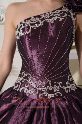 Appliques and Pick-ups Dark Purple Dresses 15 One Shoulder