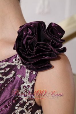 Appliques and Pick-ups Dark Purple Dresses 15 One Shoulder