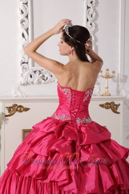 Detachable Hot Pink Quinces Dress Beading Pick-ups