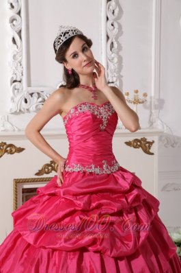 Detachable Hot Pink Quinces Dress Beading Pick-ups