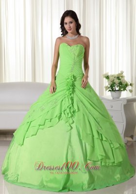 Spring Green Chiffon Beading Quinceanera Dress Plus Size