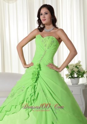 Spring Green Chiffon Beading Quinceanera Dress Plus Size