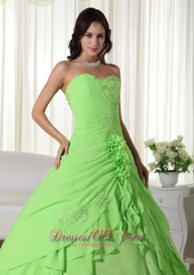 Spring Green Chiffon Beading Quinceanera Dress Plus Size