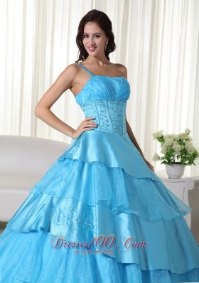 Taffeta Off the Shoulder Aqua Blue Embroidery Quinceanera Dress