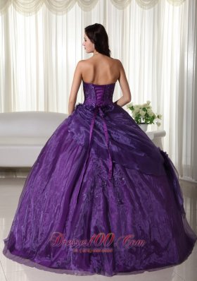 Strapless Purple Ball Gown Tulle Beading Quinceanera Dress