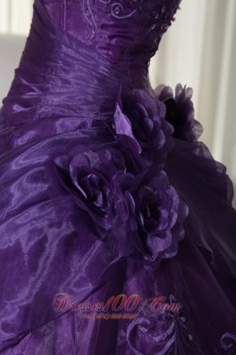 Strapless Purple Ball Gown Tulle Beading Quinceanera Dress