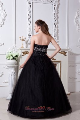 Black Sweet 16 Dress Beading and Hand Made Flowers Organza