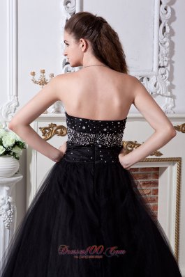 Black Sweet 16 Dress Beading and Hand Made Flowers Organza