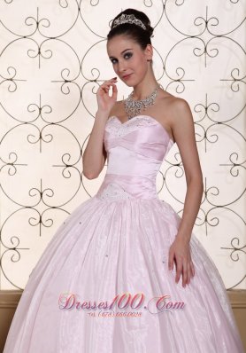 Baby Pink Organza Quinceanera Dress Beaded Decorate