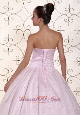 Baby Pink Organza Quinceanera Dress Beaded Decorate