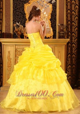 Yellow Quinceanera Dress with Jacket Organza Appliques