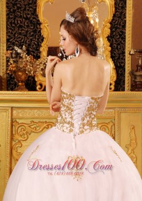 Ball Gown White Sweet 15 Dresses Organza Appliques