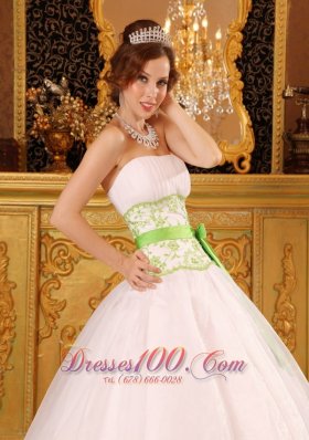 Organza Appliques White Quinceanera Dress On Sale