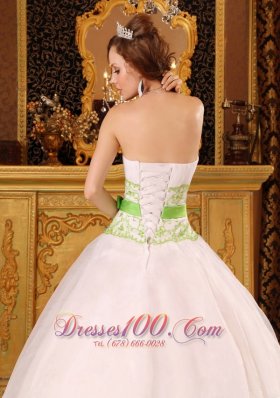 Organza Appliques White Quinceanera Dress On Sale