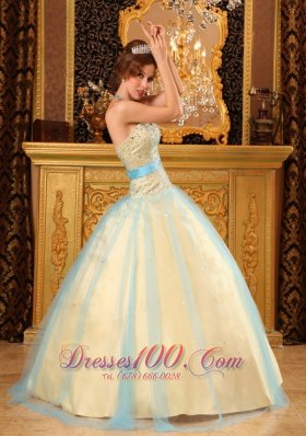 A-line Beading Satin and Organza ChampagneSweet 16 Dresses