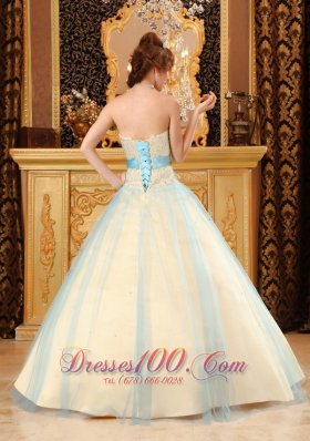 A-line Beading Satin and Organza ChampagneSweet 16 Dresses