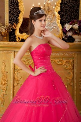 Sweet 16 Dress Hot Pink Flowers Tulle Appliques A-line