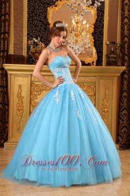 Aqua Blue Sweetheart Sweet 16 Dresses Tulle Appliques