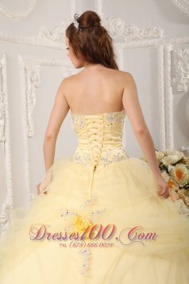 Sweet sixteen Dresses With Light Yellow Organza Appliques