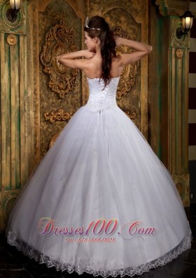 White Sweet sixteen Dresses Satin and Tulle Lace