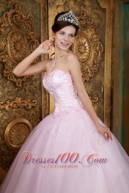 Tulle Appliques Baby Pink Sweetheart Quinceanera Dress