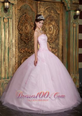 Tulle Appliques Baby Pink Sweetheart Quinceanera Dress