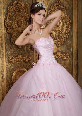 Tulle Appliques Baby Pink Sweetheart Quinceanera Dress