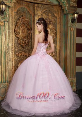 Tulle Appliques Baby Pink Sweetheart Quinceanera Dress