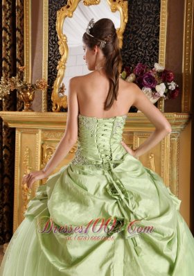 Beaded Tulle and Taffeta Yellow Green Quinceanera Dress