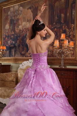 Lavender Beading Ball Gown Organza Sweet 15 Dresses