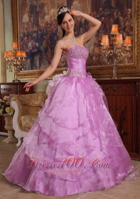 Lavender Beading Ball Gown Organza Sweet 15 Dresses