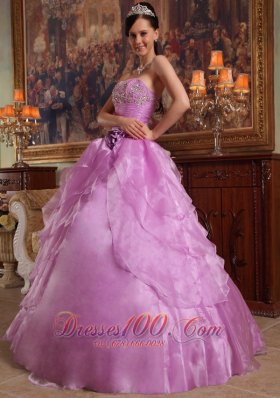 Lavender Beading Ball Gown Organza Sweet 15 Dresses