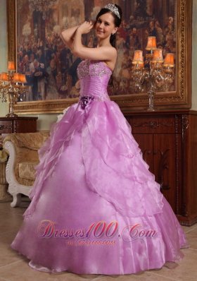 Lavender Beading Ball Gown Organza Sweet 15 Dresses