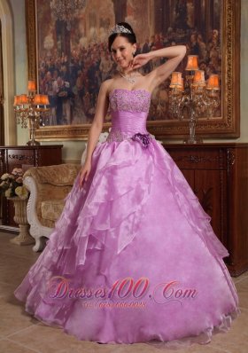 Lavender Beading Ball Gown Organza Sweet 15 Dresses