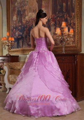 Lavender Beading Ball Gown Organza Sweet 15 Dresses