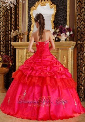 Sweetheart Taffeta Beading Red Quinceanera Dress Ball Gown