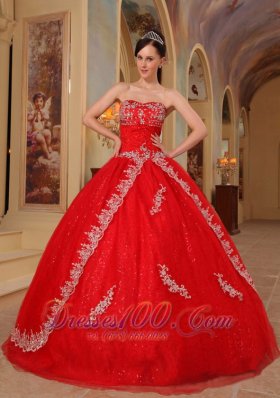 Red Sweet 16 Dresses Organza Embroidery and Beading