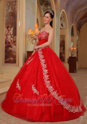 Red Sweet 16 Dresses Organza Embroidery and Beading