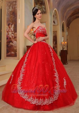 Red Sweet 16 Dresses Organza Embroidery and Beading