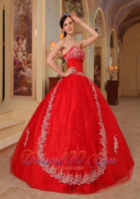 Red Sweet 16 Dresses Organza Embroidery and Beading