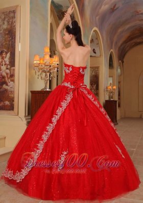 Red Sweet 16 Dresses Organza Embroidery and Beading