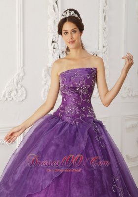 Satin and Organza Beading Purple Quinceanera Dress