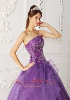 Satin and Organza Beading Purple Quinceanera Dress