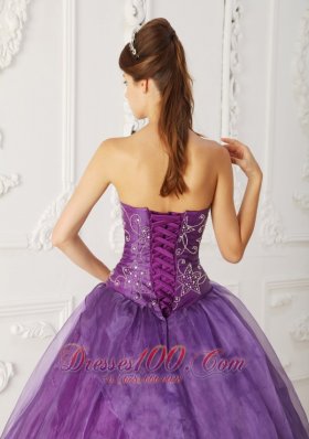 Satin and Organza Beading Purple Quinceanera Dress