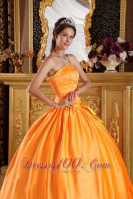 Orange Satin Bowknot and Embroidery Quinceanera Dress