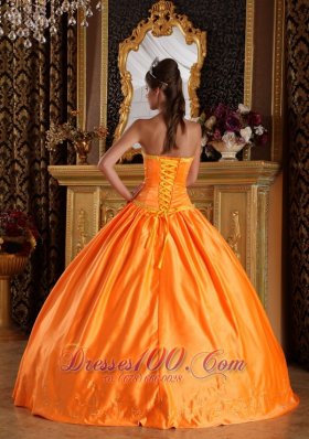 Orange Satin Bowknot and Embroidery Quinceanera Dress