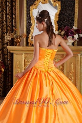 Orange Satin Bowknot and Embroidery Quinceanera Dress