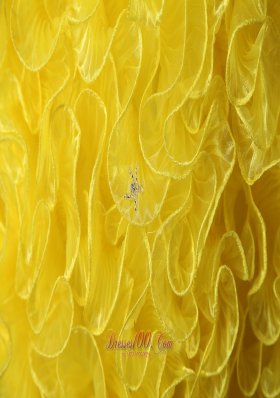 Princess Organza Yellow Beading and Ruffles Quinceanea Dress