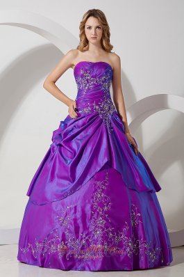 Sweet 16 Dress With Jacket Purple Taffeta Embroidery