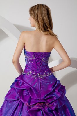 Sweet 16 Dress With Jacket Purple Taffeta Embroidery